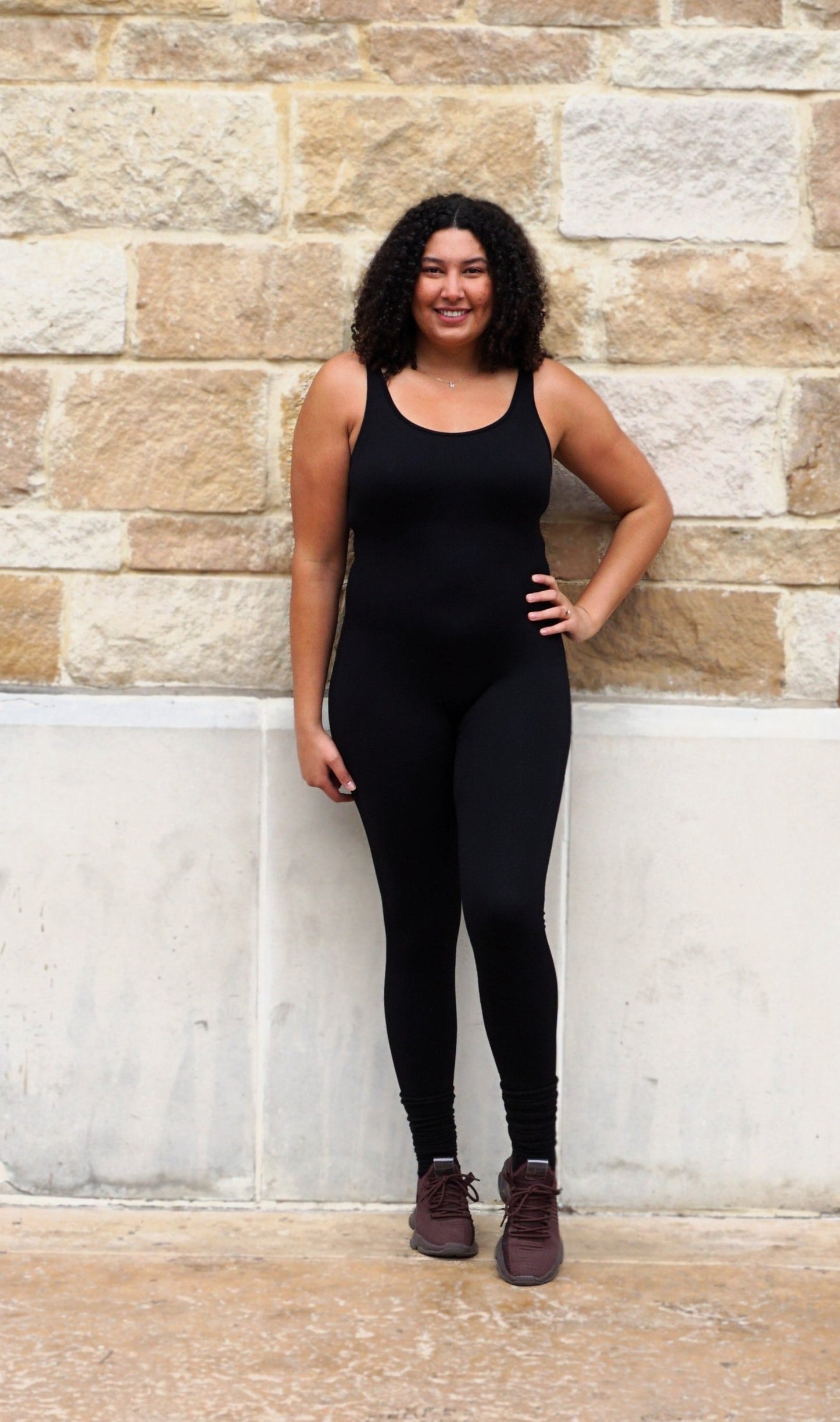 Seamless Ribbed Jumpsuit (Black)